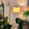 Soungou Lampada da terra, Lampade ad arco Nero, 1-Luce, Paralume in tessuto
