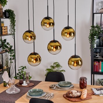 Gastor Lampadario a sospensione, Lampada a sfera, Lampada a sospensione Oro, Chiaro, 6-Luci