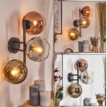 Koyoto Lampada a sfera, Applique Oro, Chiaro, Ramato, Grigio fumo, 3-Luci