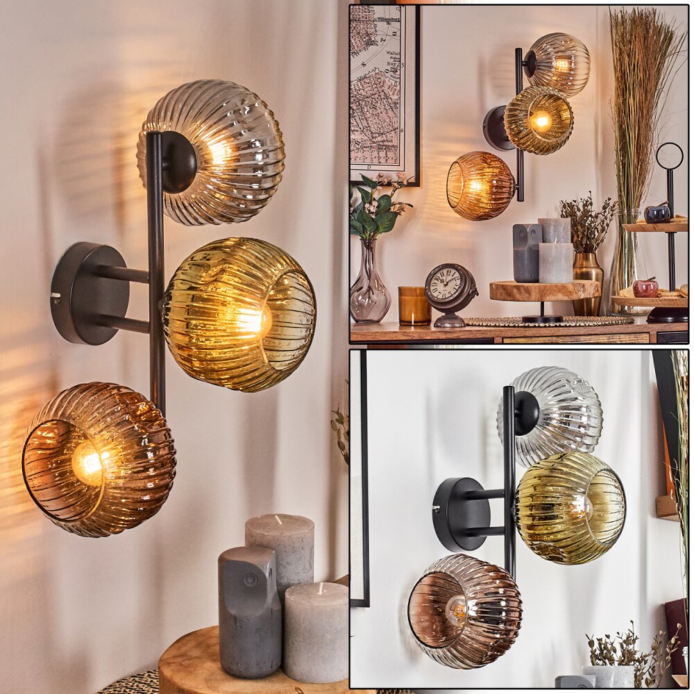 Ripoll Lampada a sfera, Applique Oro, Chiaro, Ramato, Grigio fumo, 3-Luci main product photo