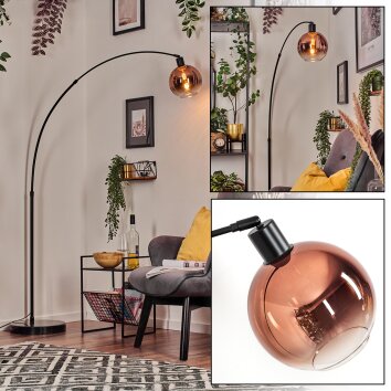 Koyoto Lampada da terra, Lampade ad arco Nero, 1-Luce