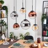 Gastor Lampadario a sospensione, Lampada a sfera, Lampada a sospensione Ambrato, Cromo, Chiaro, Ramato, Grigio fumo, 6-Luci