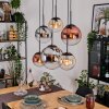 Gastor Lampadario a sospensione, Lampada a sfera, Lampada a sospensione Ambrato, Cromo, Chiaro, Ramato, Grigio fumo, 6-Luci