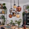 Gastor Lampadario a sospensione, Lampada a sfera, Lampada a sospensione Ambrato, Cromo, Ramato, Grigio fumo, 6-Luci