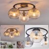 Koyoto Plafoniera, Lampada a sfera Ambrato, Chiaro, Grigio fumo, 3-Luci
