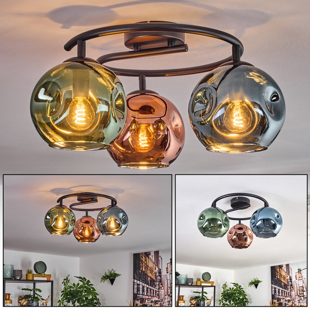 Ripoll Plafoniera, Lampada a sfera Blu, Verde, Ramato, 3-Luci main product photo