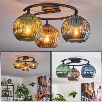 Koyoto Plafoniera, Lampada a sfera 37 cm Blu, Verde, Ramato, 3-Luci