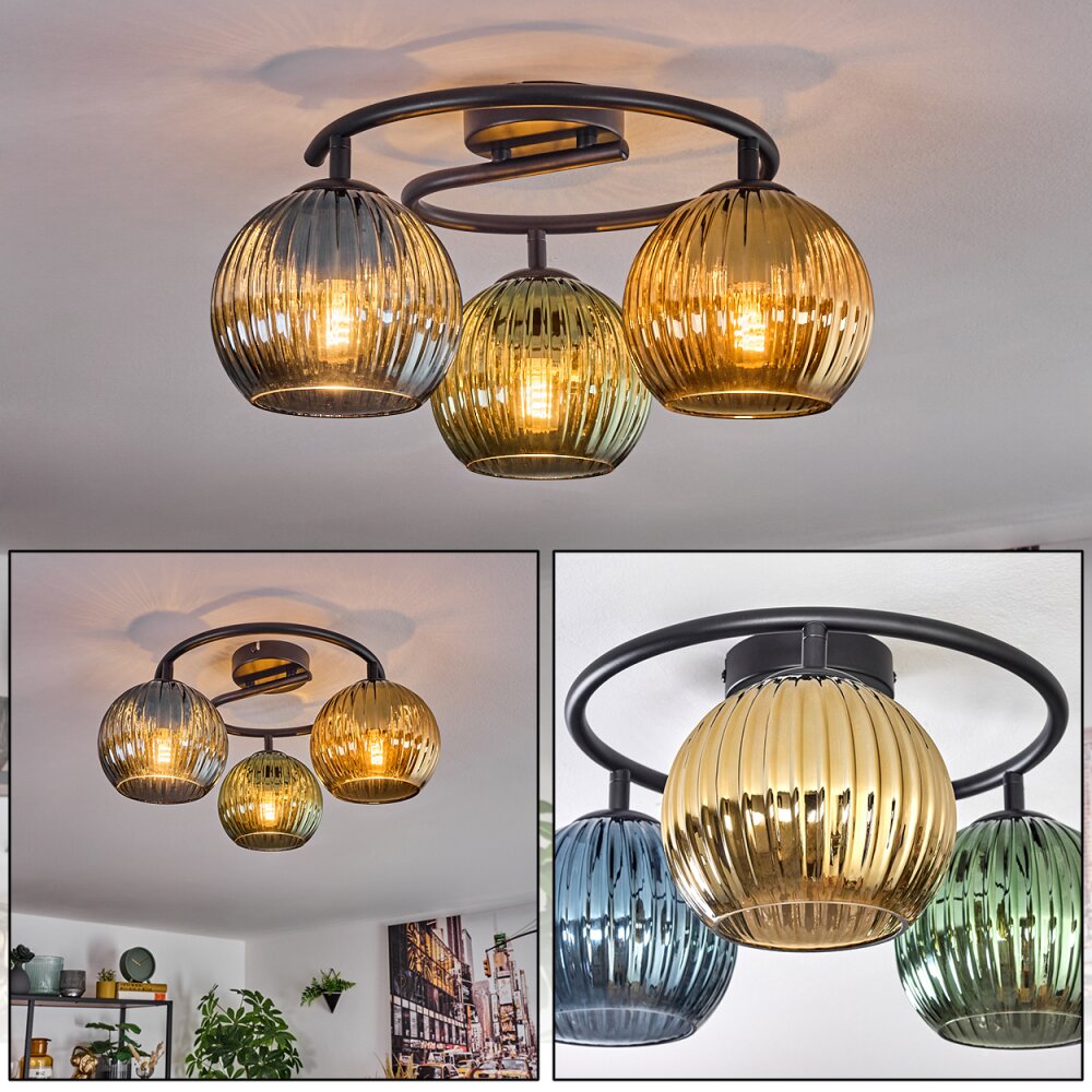 Koyoto Plafoniera, Lampada a sfera Blu, Oro, Verde, 3-Luci main product photo