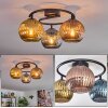 Koyoto Plafoniera, Lampada a sfera Blu, Oro, Ramato, 3-Luci
