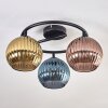 Koyoto Plafoniera, Lampada a sfera Blu, Oro, Ramato, 3-Luci