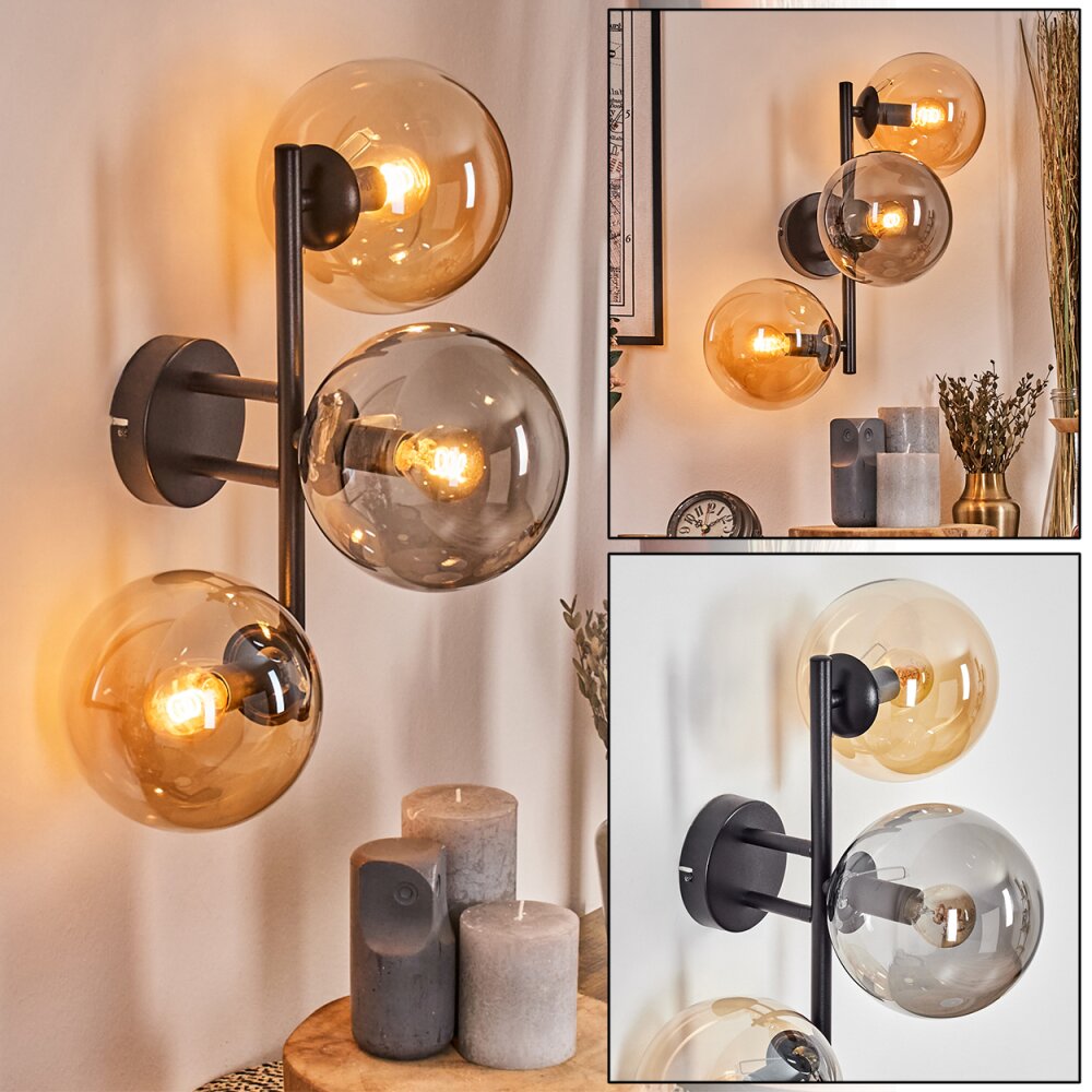 Gastor Lampada a sfera, Applique Ambrato, Grigio fumo, 3-Luci main product photo