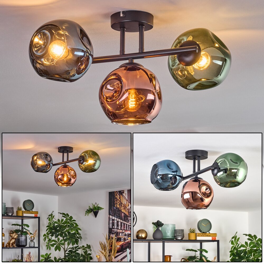 Ripoll Plafoniera, Lampada a sfera Blu, Verde, Ramato, 3-Luci main product photo