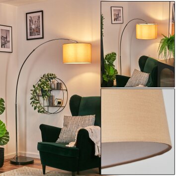 Soungou Lampada da terra, Lampade ad arco Cromo, Nero, 1-Luce