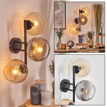Koyoto Lampada a sfera, Applique Ambrato, Chiaro, Grigio fumo, 3-Luci