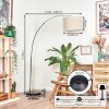 Bassagoda Lampada da terra, Lampade ad arco Cromo, Nero, 1-Luce, Paralume in tessuto