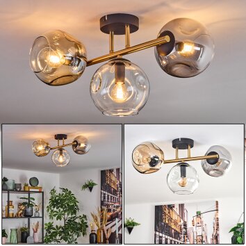 Ripoll Plafoniera, Lampada a sfera Oro, Nero, 3-Luci