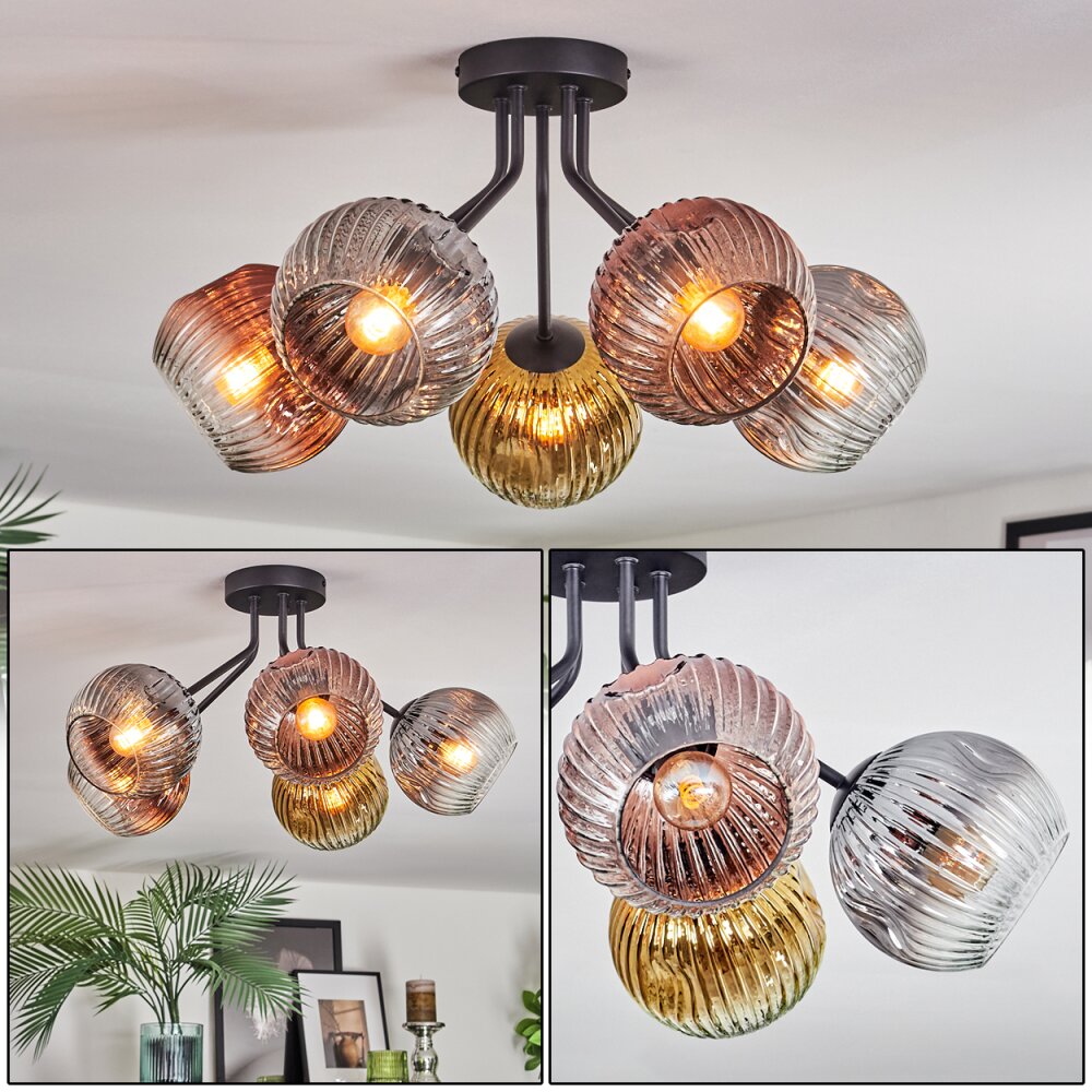 Ripoll Plafoniera, Lampada a sfera Oro, Chiaro, Ramato, Grigio fumo, 5-Luci main product photo
