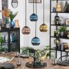 Koyoto Lampadario a sospensione, Lampada a sfera, Lampada a sospensione a cluster Blu, Oro, Ramato, 4-Luci