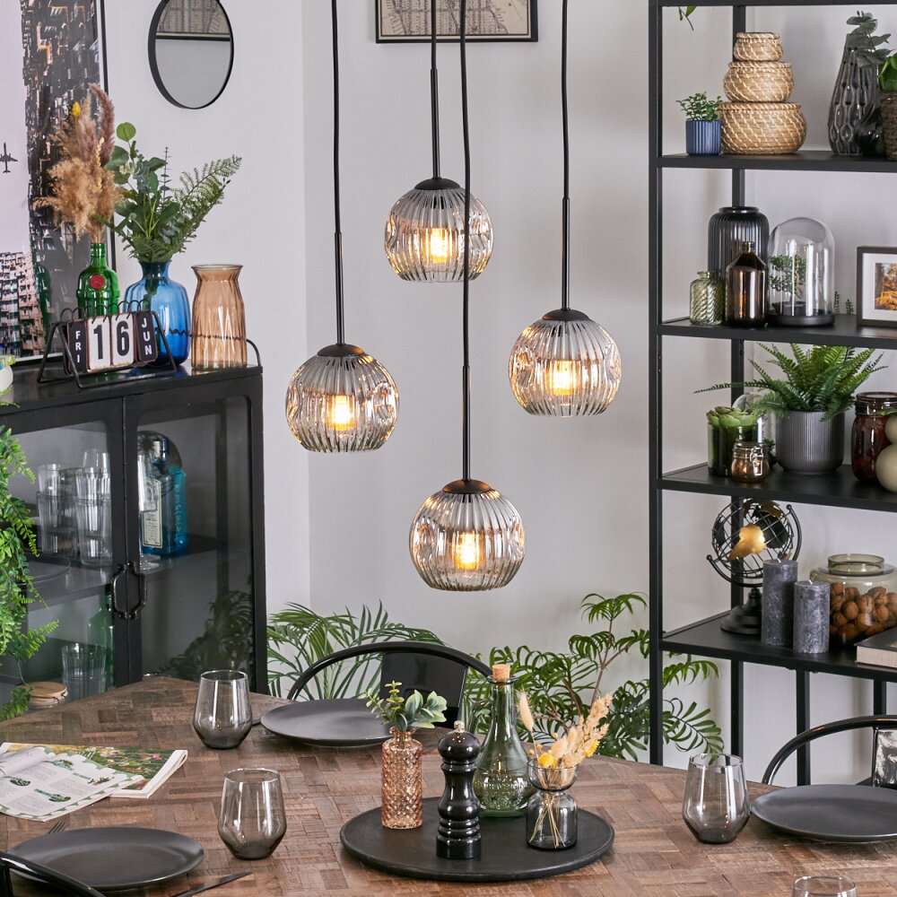 Ripoll Lampadario a sospensione, Lampada a sfera, Lampada a sospensione a cluster Chiaro, Grigio fumo, 4-Luci main product photo