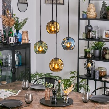 Ripoll Lampadario a sospensione, Lampada a sfera, Lampada a sospensione a cluster Blu, Oro, Verde, 4-Luci