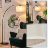 Bassagoda Lampada da terra, Lampade ad arco Nero, 1-Luce, Paralume in tessuto