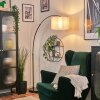 Bassagoda Lampada da terra, Lampade ad arco Nero, 1-Luce, Paralume in tessuto