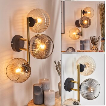 Koyoto Lampada a sfera, Applique Oro, Nero, 3-Luci