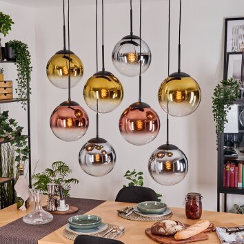 Gastor Lampadario a sospensione, Lampada a sfera, Lampada a sospensione Cromo, Oro, Chiaro, Ramato, Grigio fumo, 8-Luci