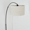 Bassagoda Lampada da terra, Lampade ad arco Nero, 1-Luce, Paralume in tessuto