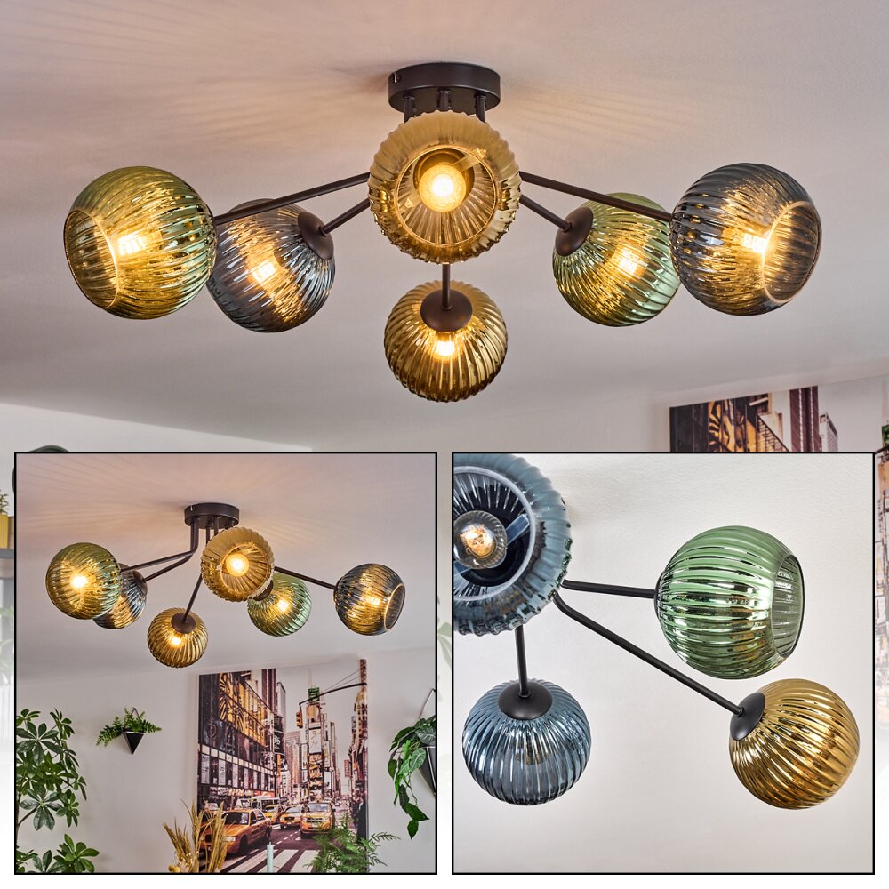 Koyoto Plafoniera, Lampada a sfera 73 cm Blu, Oro, Verde, 6-Luci main product photo