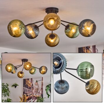 Koyoto Plafoniera, Lampada a sfera 73 cm Blu, Oro, Verde, 6-Luci