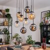 Gastor Lampadario a sospensione, Lampada a sfera, Lampada a sospensione Ambrato, Cromo, Chiaro, Grigio fumo, 8-Luci
