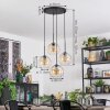 Koyoto Lampadario a sospensione, Lampada a sfera, Lampada a sospensione a cluster Ambrato, Chiaro, 4-Luci