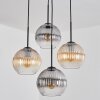 Koyoto Lampadario a sospensione, Lampada a sfera, Lampada a sospensione a cluster Ambrato, Chiaro, Grigio fumo, 4-Luci