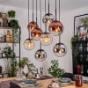 Gastor Lampadario a sospensione, Lampada a sfera, Lampada a sospensione Ambrato, Cromo, Chiaro, Ramato, Grigio fumo, 8-Luci