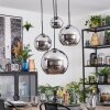 Koyoto Lampadario a sospensione, Lampada a sfera, Lampada a sospensione a cluster Cromo, Grigio fumo, 4-Luci