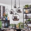 Koyoto Lampadario a sospensione, Lampada a sfera, Lampada a sospensione a cluster Cromo, Grigio fumo, 4-Luci