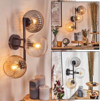 Koyoto Lampada a sfera, Applique Ambrato, Chiaro, Grigio fumo, 3-Luci