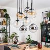 Gastor Lampadario a sospensione, Lampada a sfera, Lampada a sospensione Ambrato, Cromo, Chiaro, Grigio fumo, 8-Luci