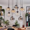 Gastor Lampadario a sospensione, Lampada a sfera, Lampada a sospensione Ambrato, Cromo, Chiaro, Grigio fumo, 8-Luci