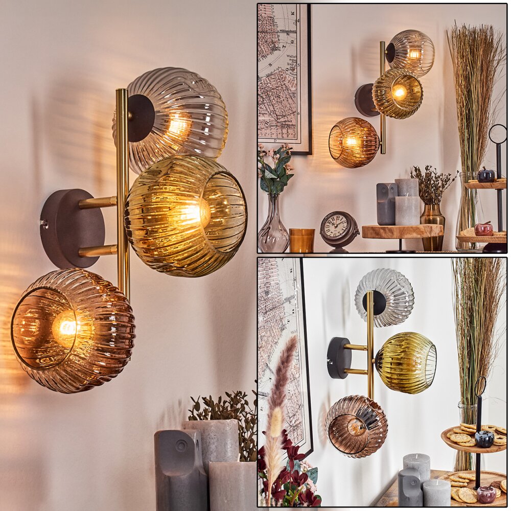 Ripoll Lampada a sfera, Applique Oro, Nero, 3-Luci main product photo