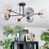 Koyoto Plafoniera, Lampada a sfera 80 cm Ambrato, Chiaro, Grigio fumo, 6-Luci