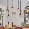 Koyoto Lampadario a sospensione, Lampada a sfera, Lampada a sospensione Ambrato, Chiaro, Grigio fumo, 6-Luci