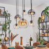 Koyoto Lampadario a sospensione, Lampada a sfera, Lampada a sospensione Ambrato, Chiaro, Grigio fumo, 6-Luci