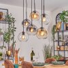 Koyoto Lampadario a sospensione, Lampada a sfera, Lampada a sospensione Ambrato, Chiaro, Grigio fumo, 6-Luci