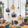 Koyoto Lampadario a sospensione, Lampada a sfera, Lampada a sospensione Ambrato, Cromo, Chiaro, Grigio fumo, 6-Luci
