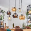 Koyoto Lampadario a sospensione, Lampada a sfera, Lampada a sospensione Ambrato, Cromo, Chiaro, Grigio fumo, 6-Luci
