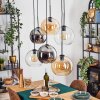 Koyoto Lampadario a sospensione, Lampada a sfera, Lampada a sospensione Ambrato, Cromo, Chiaro, Grigio fumo, 6-Luci