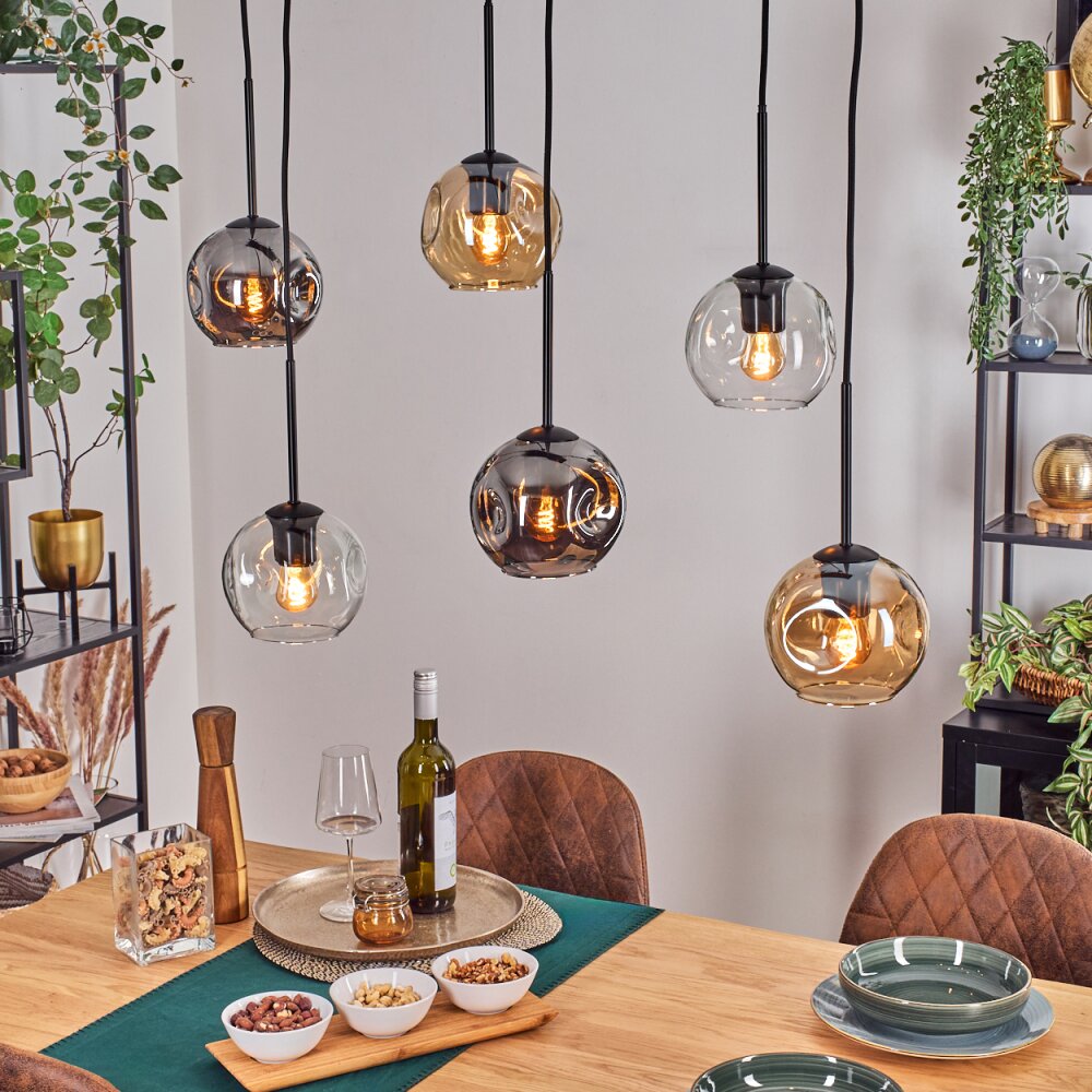 Ripoll Lampadario a sospensione, Lampada a sfera, Lampada a sospensione Ambrato, Chiaro, Grigio fumo, 6-Luci main product photo