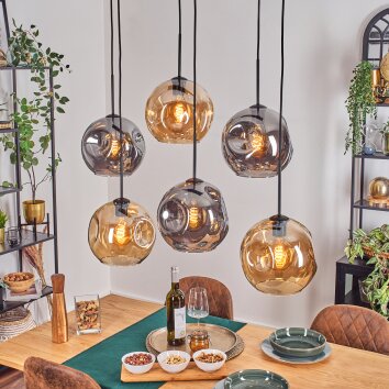Ripoll Lampadario a sospensione, Lampada a sfera, Lampada a sospensione Ambrato, Grigio fumo, 6-Luci